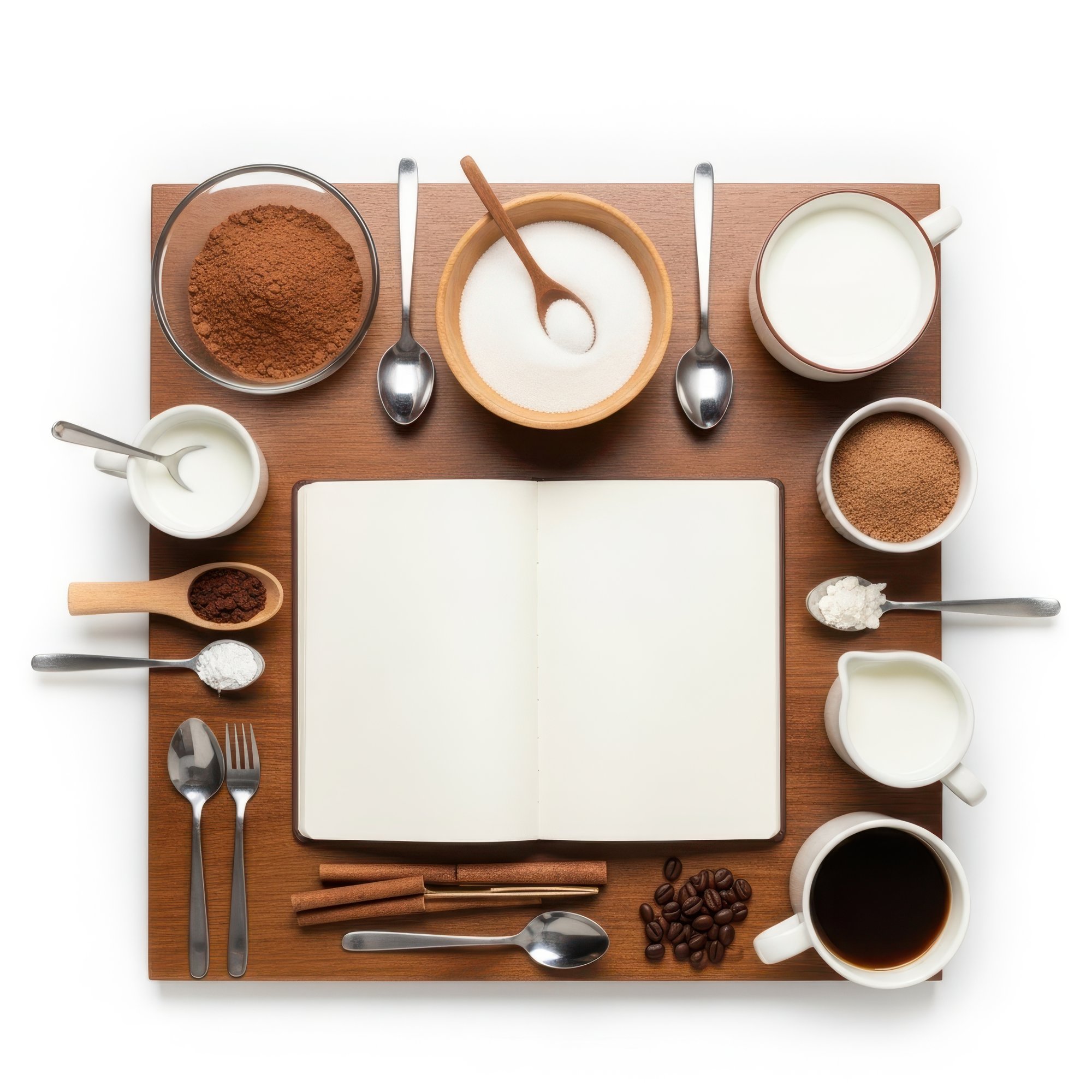 Set di ricette stampate e utensili
